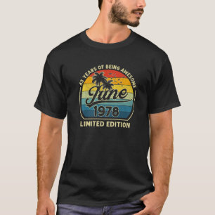 Vintage Born In June 1978 Retro 43 Years Old 43Rd T-Shirt