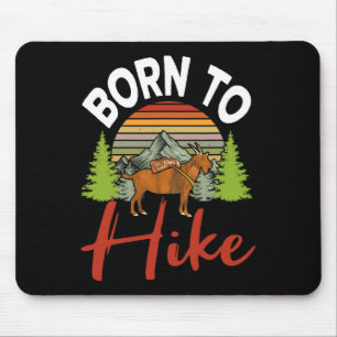 Vintage Born To Hike Funny Mountain Climbing Goat  Mouse Pad