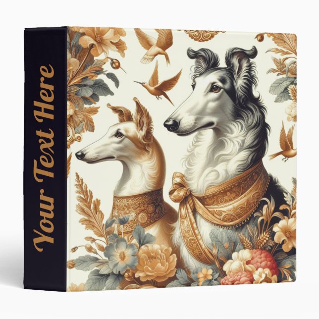 Vintage Borzoi Dog Illustration Binder (Front/Spine)