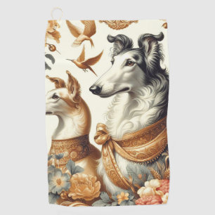 Vintage Borzoi Dog Illustration Golf Towel