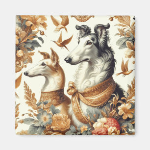 Vintage Borzoi Dog Illustration Magnet