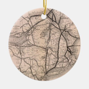 Vintage Boston and Montreal Railroad Map (1887) Ceramic Ornament