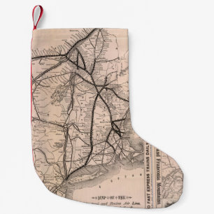Vintage Boston and Montreal Railroad Map (1887) Small Christmas Stocking