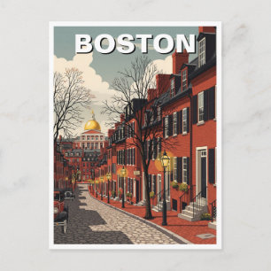 Vintage Boston Beacon Hill Travel Postcard