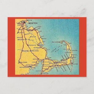 Vintage Boston Cape Cod Map Postcard