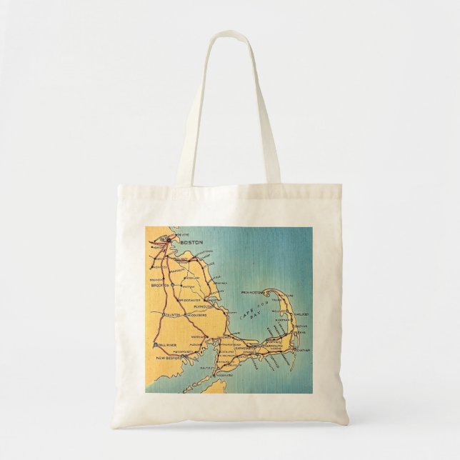 Vintage Boston Cape Cod Map Tote Bag (Front)