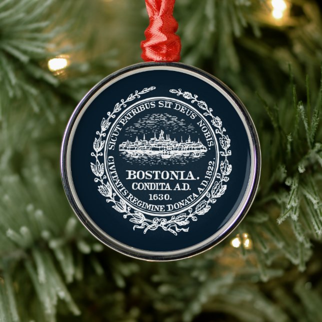 Vintage Boston City Seal   Metal Ornament (Tree)