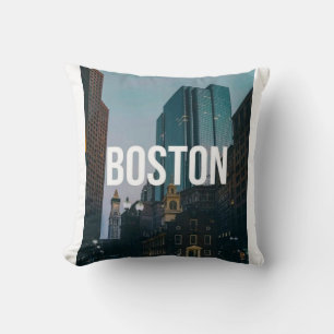 Vintage Boston Cityscape Print - Historic Architec Throw Pillow