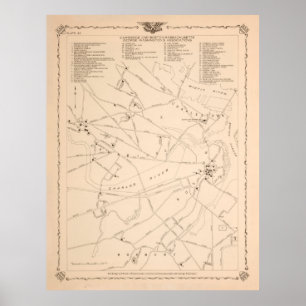 Vintage Boston George Washington Landmark Map Poster