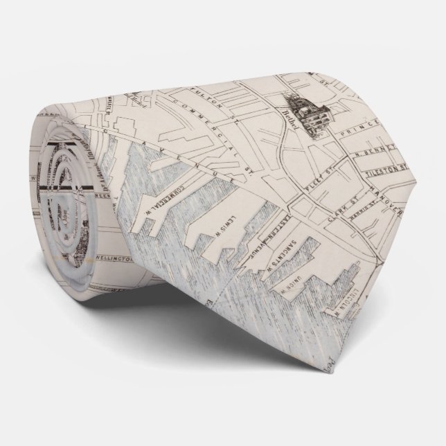 Vintage Boston Landmark Map (1871) Tie (Rolled)