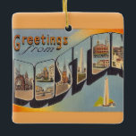 Vintage Boston MA  Ceramic Ornament<br><div class="desc">An old colourful postcard greeting from Boston,  Massachusetts. Purchase as is or change the back to add a personal message.</div>