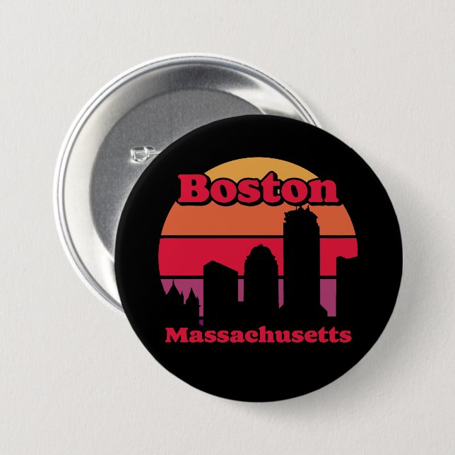 Vintage Boston Massachusetts 3 Inch Round Button (Front & Back)