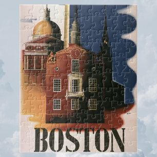 Vintage Boston, Massachusetts Paul Revere's Ride Jigsaw Puzzle
