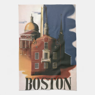Vintage Boston, Massachusetts Paul Revere's Ride Kitchen Towel