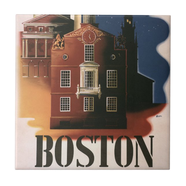 Vintage Boston, Massachusetts Paul Revere's Ride Tile (Front)