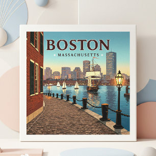 Vintage Boston Massachusetts Tile