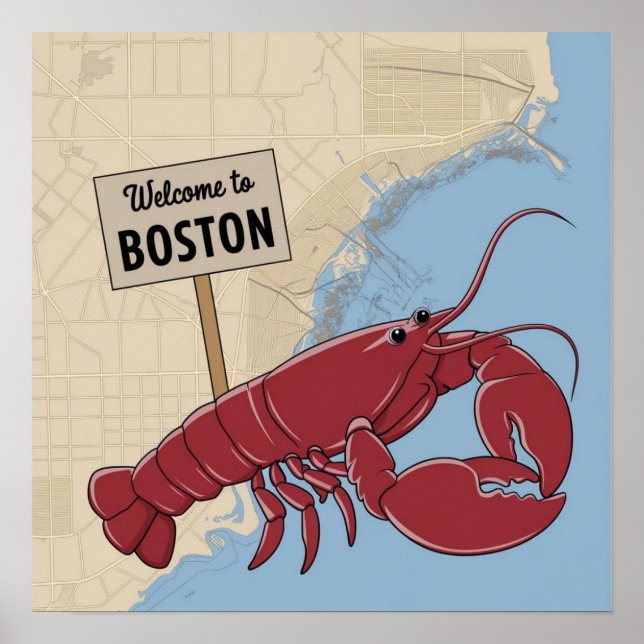 Vintage Boston Massachusetts, Welcome to Boston  Poster (Front)