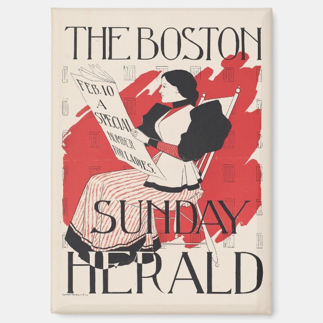 Vintage Boston Sunday Herald Women's Edition Magnet (Front)