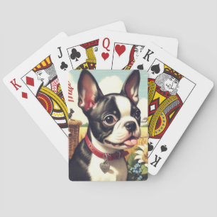 Vintage Boston Terrier Illustration Playing Cards