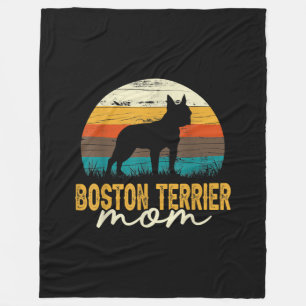 Vintage Boston Terrier Mom Dog Lover Mothers Day Fleece Blanket