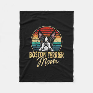 Vintage Boston Terrier Mom Funny Dog Lover Gifts Fleece Blanket