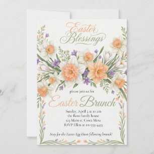 Vintage Botanical Apricot Floral Easter Invitation