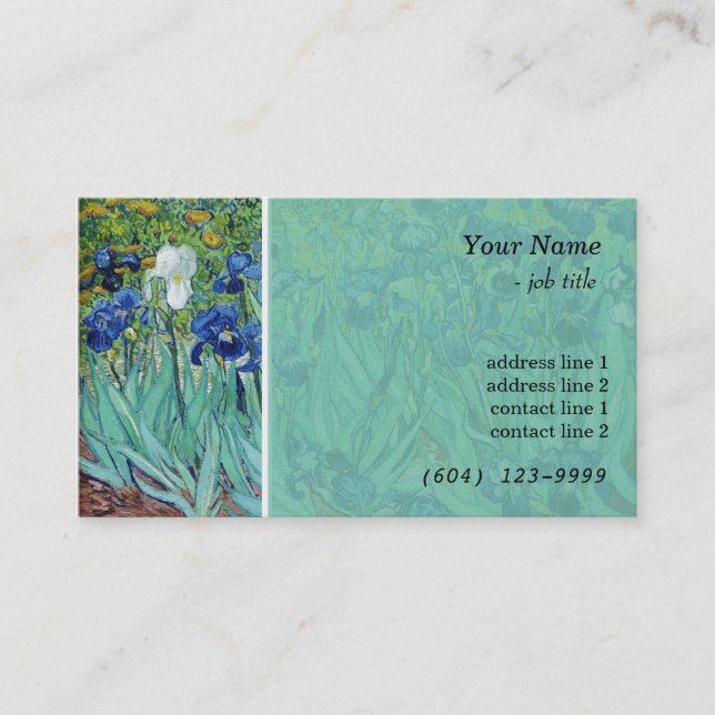 Vintage botanical art iris flowers professional business card (Front)