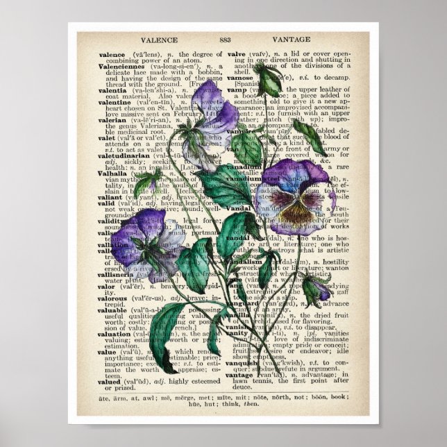 Vintage Botanical Art Print Violet Old Page Poster (Front)