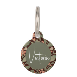 Vintage Botanical Arts and Crafts style Dog tag