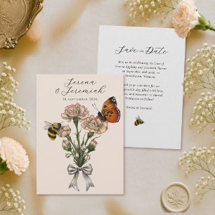 Vintage Botanical Bee & Butterfly Save the Date