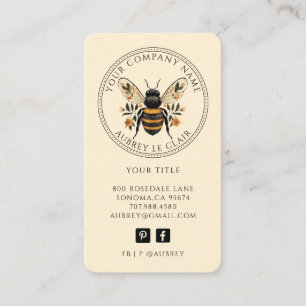 Vintage Botanical Bee Logo Template Business Card