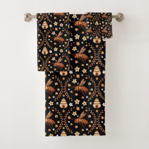 Vintage Botanical Bees & Beehives  Bath Towel Set