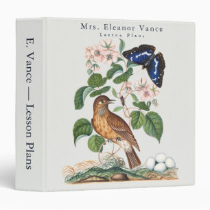 Vintage Botanical Bird Teacher Custom Personalized Binder