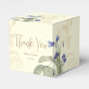 Vintage Botanical Blue and ivory Wedding Favor Box