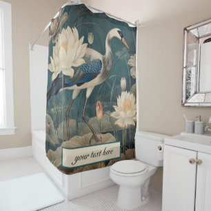Vintage botanical blue crane customizable