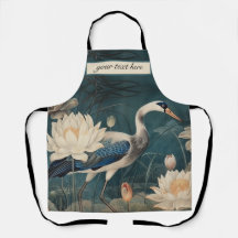 Vintage botanical blue crane customizable