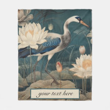 Vintage botanical blue crane customizable