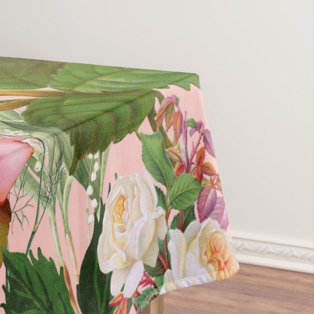 Vintage Botanical, Blush Floral Rose Illustration, Tablecloth (In Situ)