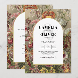 Vintage Botanical Burgundy Floral Wedding Invite