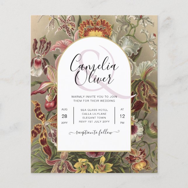 Vintage Botanical Burgundy Floral Wedding Invite Flyer (Front)