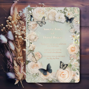 Vintage Botanical Butterfly Sage Wedding