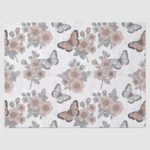 Vintage Botanical Butterfly Toile Pattern (1) Tissue Paper