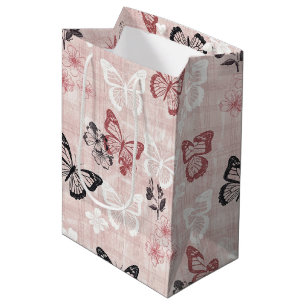 Vintage Botanical Butterfly Toile Pattern (2) Medium Gift Bag
