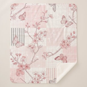 Vintage Botanical Butterfly Toile Pattern (7) Sherpa Blanket