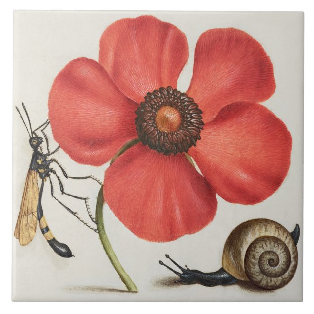 Vintage Botanical Ceramic Tile (Front)