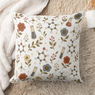Vintage Botanical Chemistry Floral Molecule  Throw Pillow