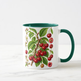 Vintage Botanical Cherry Illustration Mug