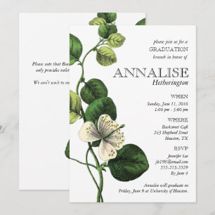 Vintage Botanical Chic Grad Party Invitations