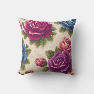 Vintage Botanical Chic Rustic Roses Decorative Throw Pillow