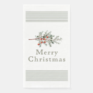 Vintage Botanical Christmas Greenery Napkin